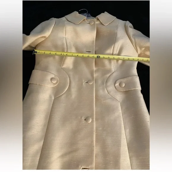 Vintage 1960s Ivory Silk Dress & Coat Set Jackie O Style Nordstrom Designer - Picture 8 of 14